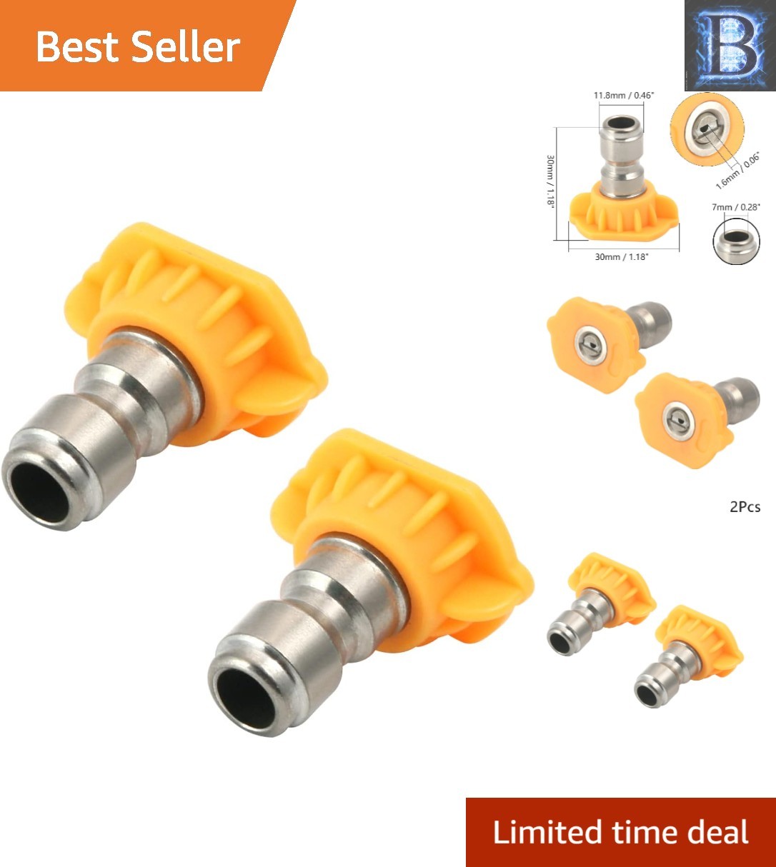 Compact 1/4″ 15° Stainless Steel Spray Nozzle Set – Perfect for Pressure Washing
