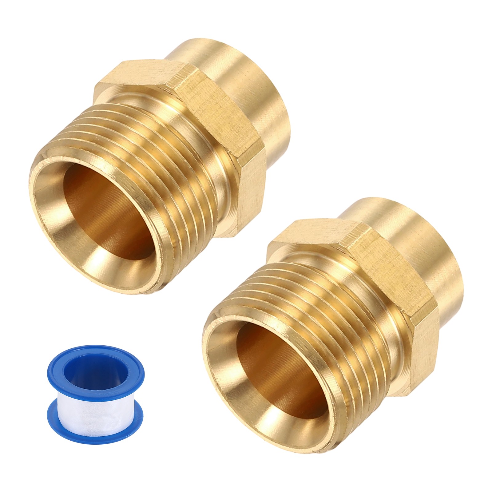 2Pcs Pressure Washer Adapter with Tape, G1/4″ Female to M22 14mm Male Brass