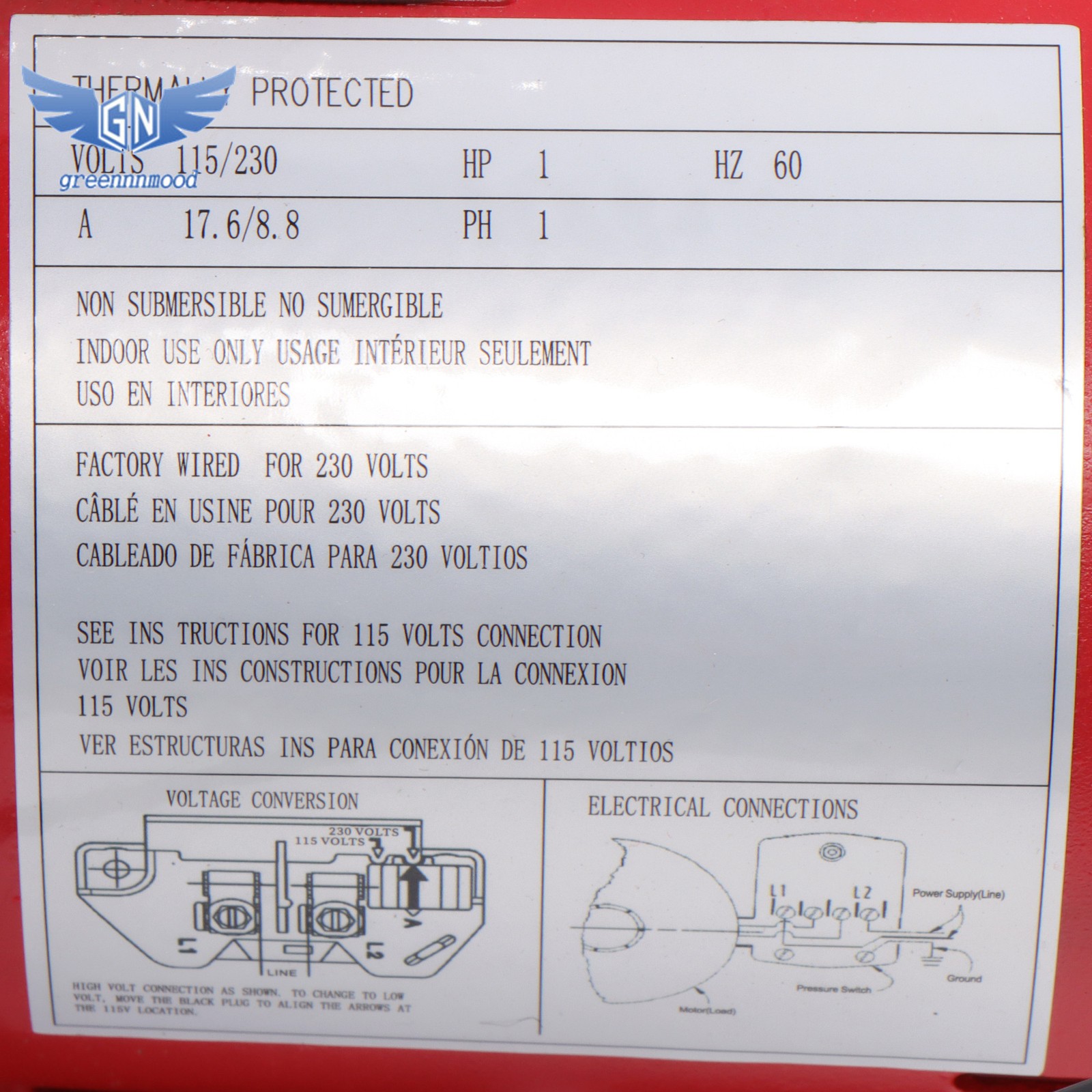 1 HP 23 GPM Dual Voltage 115/230 Volt Cast Iron Shallow Well Jet Pump Red 602208