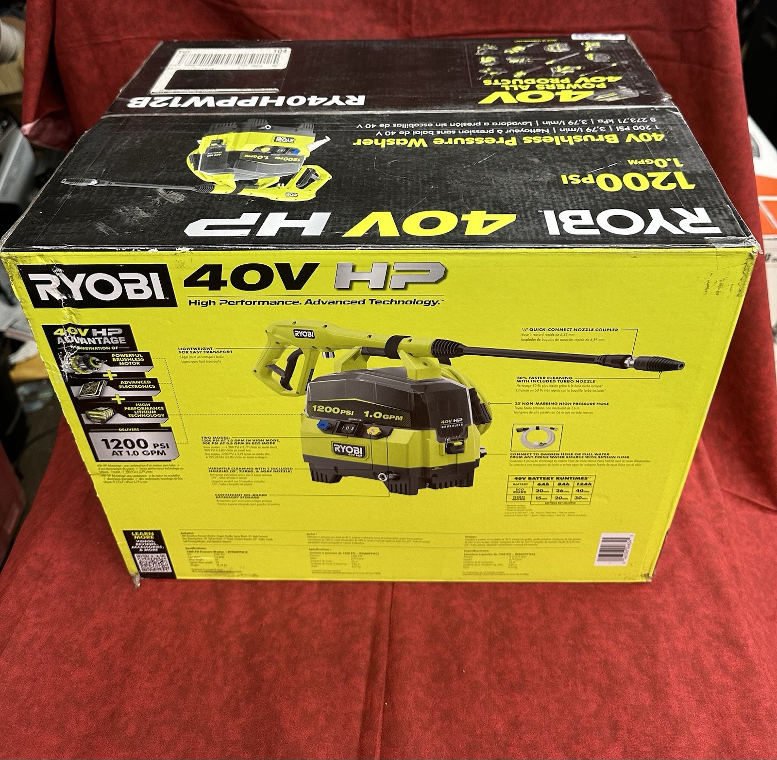 💥BRAND NEW FACTORY SEALED💥RYOBI RY40HPPW12B 40V Brushless PRESSURE WASHER!!!💥