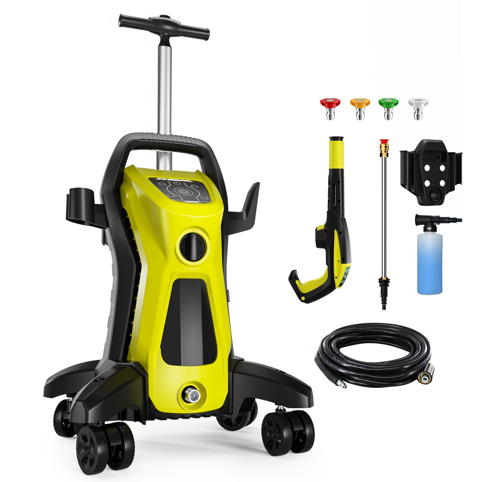Pressure Washer 4500PSI 3.9GPM, 15-Level Touch, 4 Wheels, 4 Nozzles, for Car