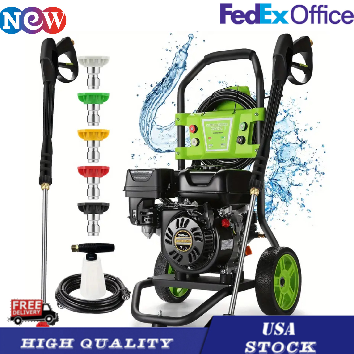 4200PSI Pressure Washer 4.0GPM 209CC Gas Power Washer 25ft Hose &4 Nozzles