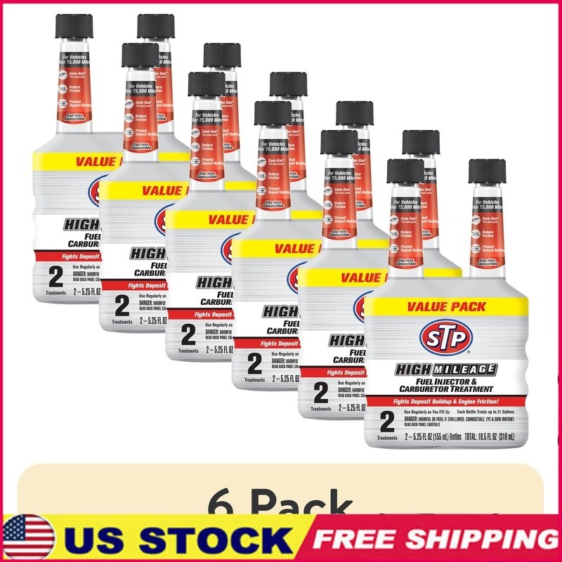 High Mileage Fuel Injector Carburetor Cleaner 6 Pack 5.25oz Engine Efficiency US