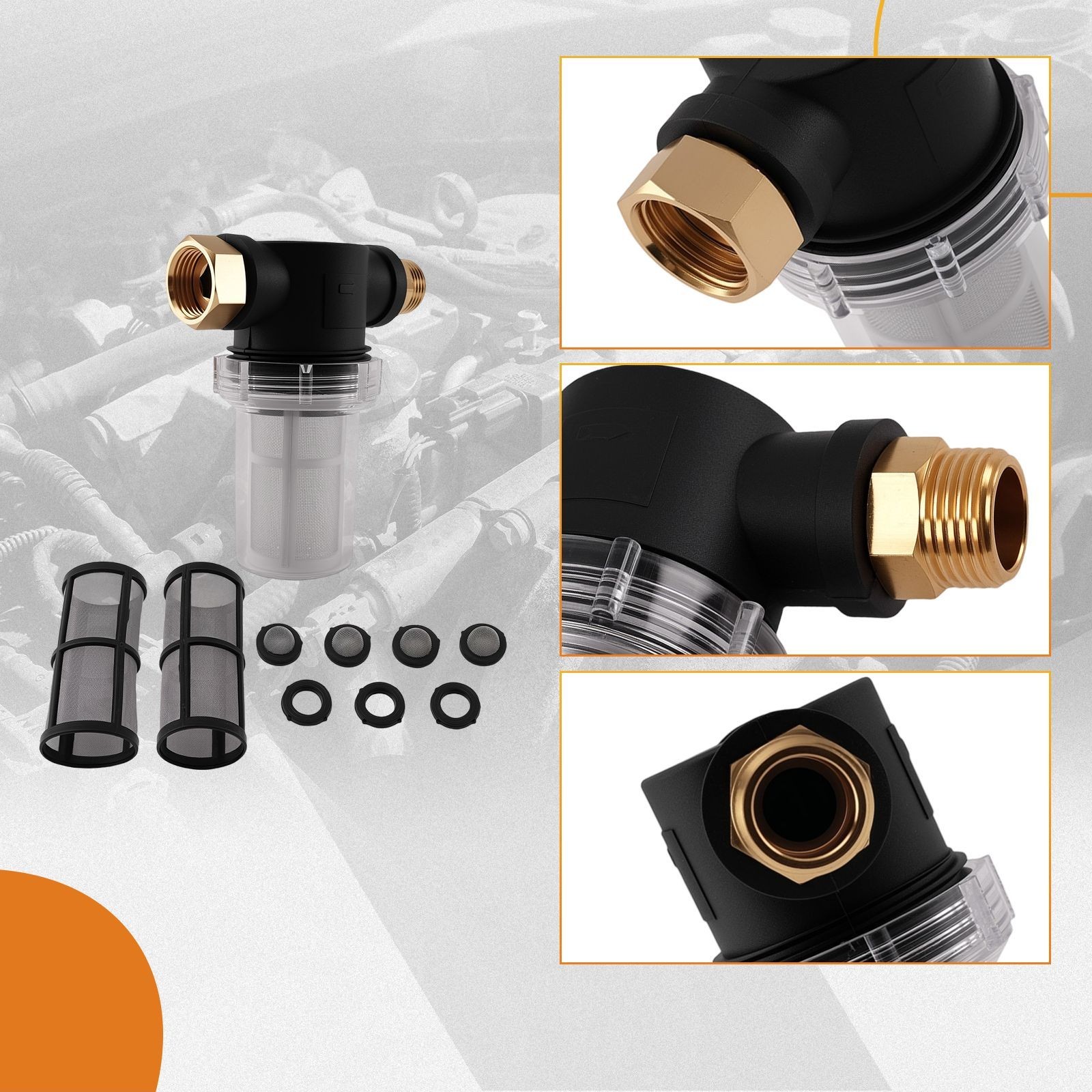 3/4″ Inlet Screen Water Filter for Pressure Washer Inline Hose 100 Mesh Brass