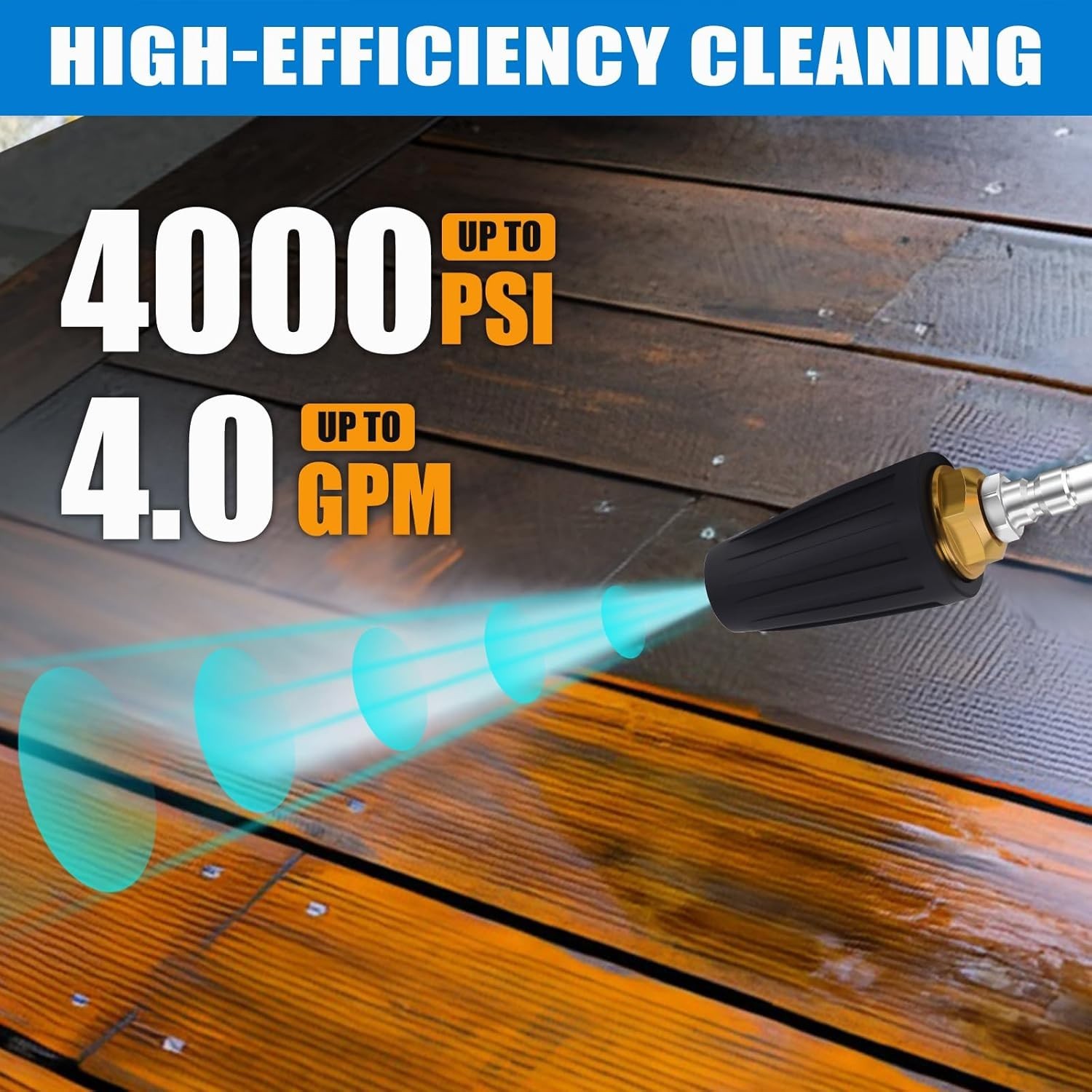 Efficient Pressure Washer Spray Nozzle Set – 4000 PSI, Quick Connect, 5 Tips