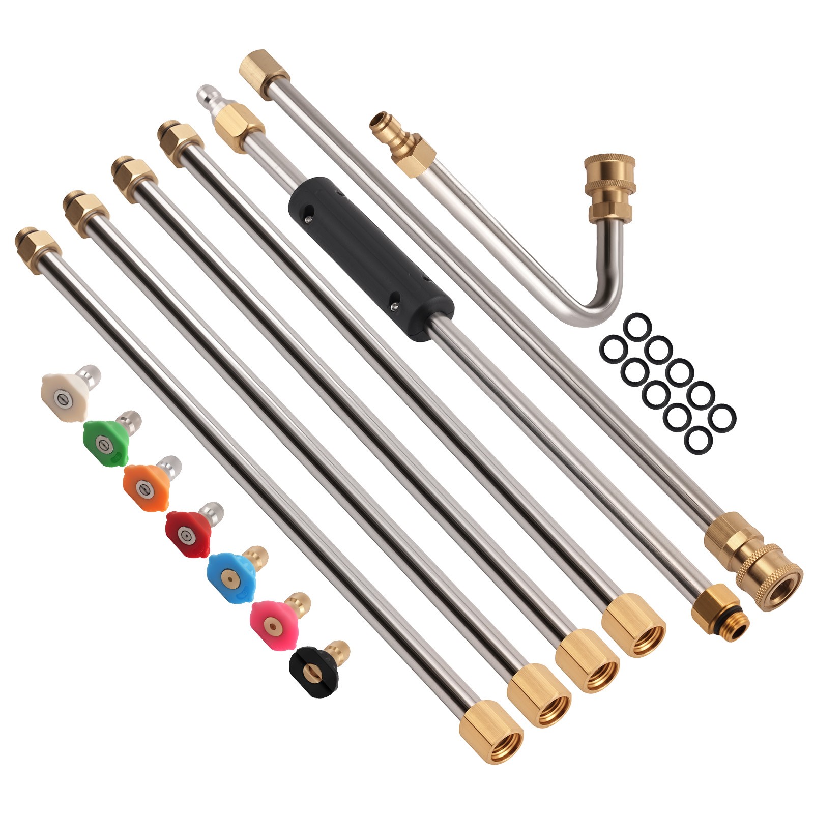 15in Pressure Washer Extension Rod Extension Lance Stainless Steel 7 Nozzles