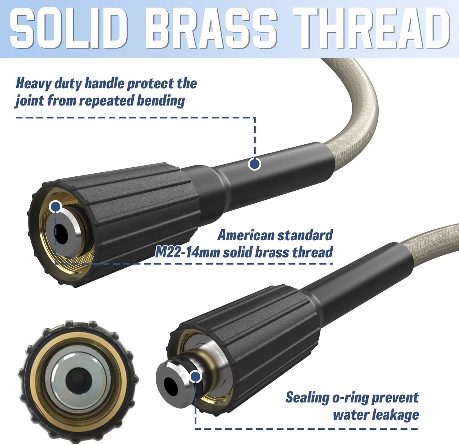 50 FT PVC High Pressure Washer Hose with Kink Resistance & Quick Connect – Gray