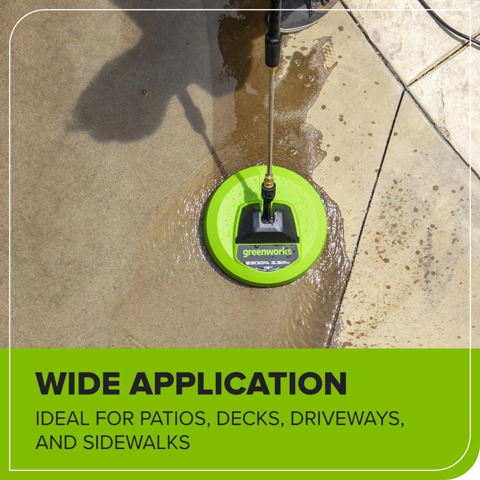 Greenworks 12inch Rotating Surface Cleaner Compatible Up to 2300 PSI
