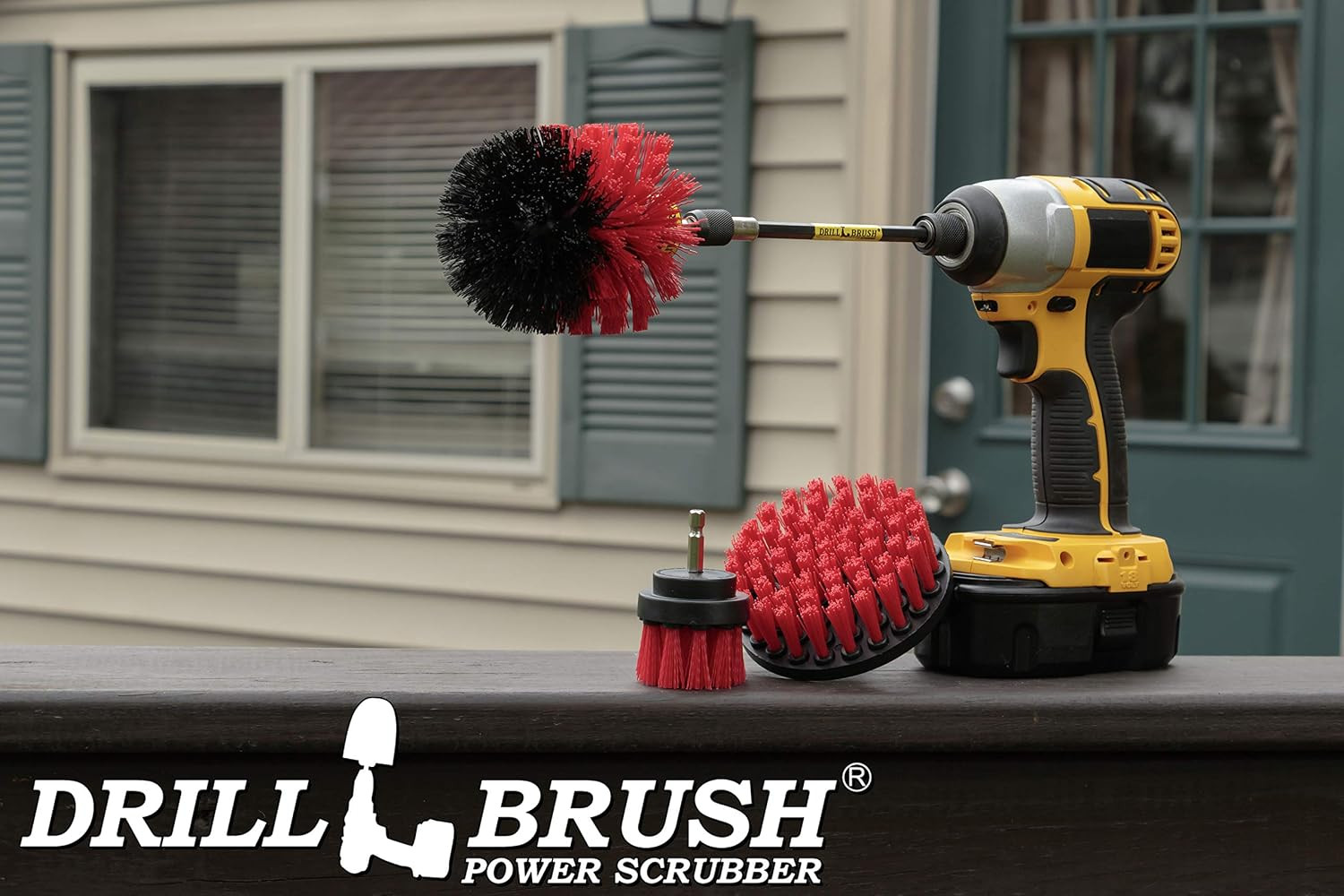 Stiff Bristle Power Scrubber Kit with Extension – Pressure Washer Surface Cleane