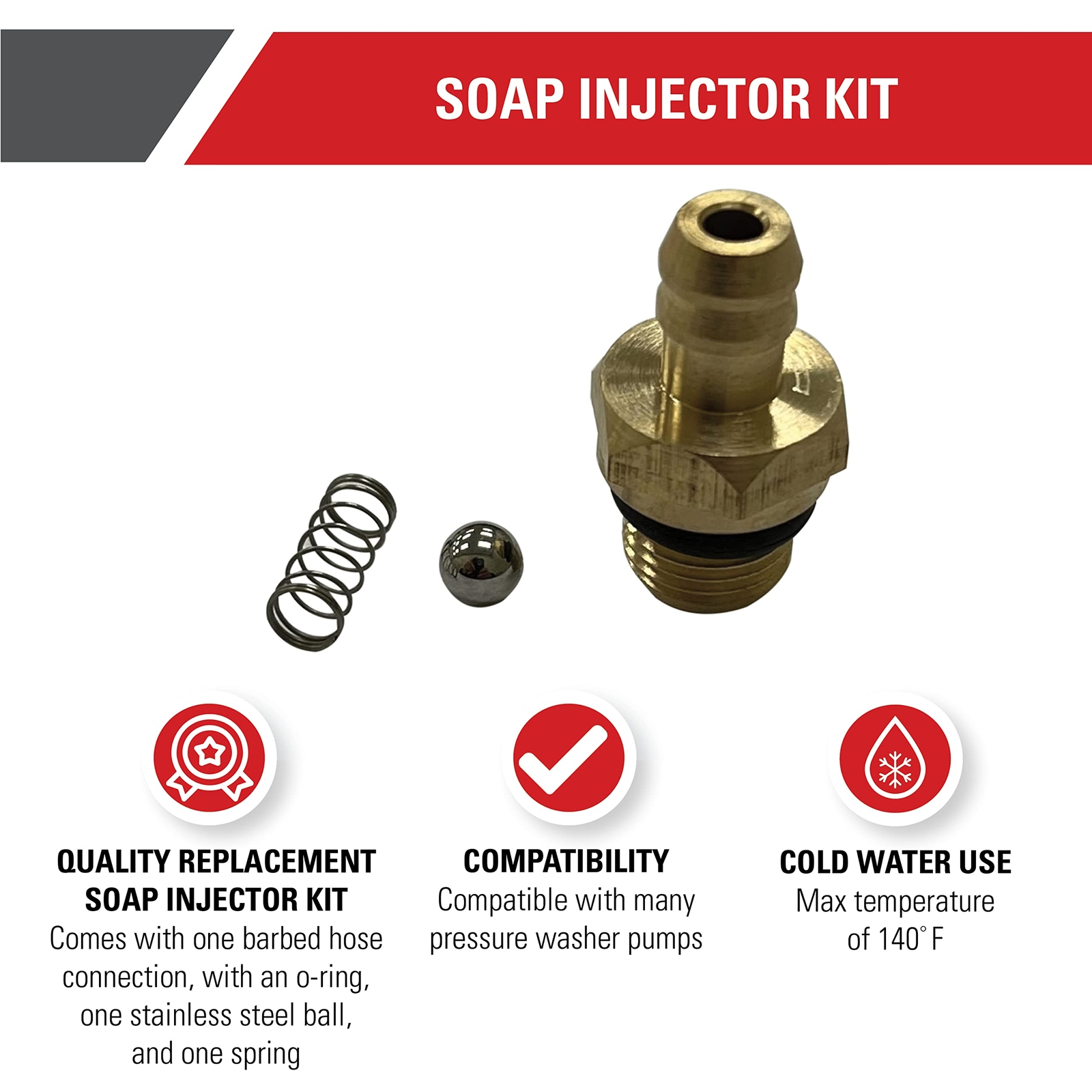 Cleaning 7104228 Replacement Soap Injector Kit For Pressure Washer Pumps Gold