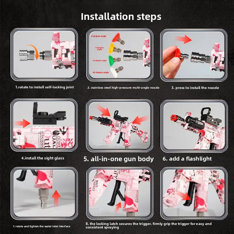 Mini AK47 High-Pressure Spray Gun Car Wash Powerful Water Gun for Vehicle