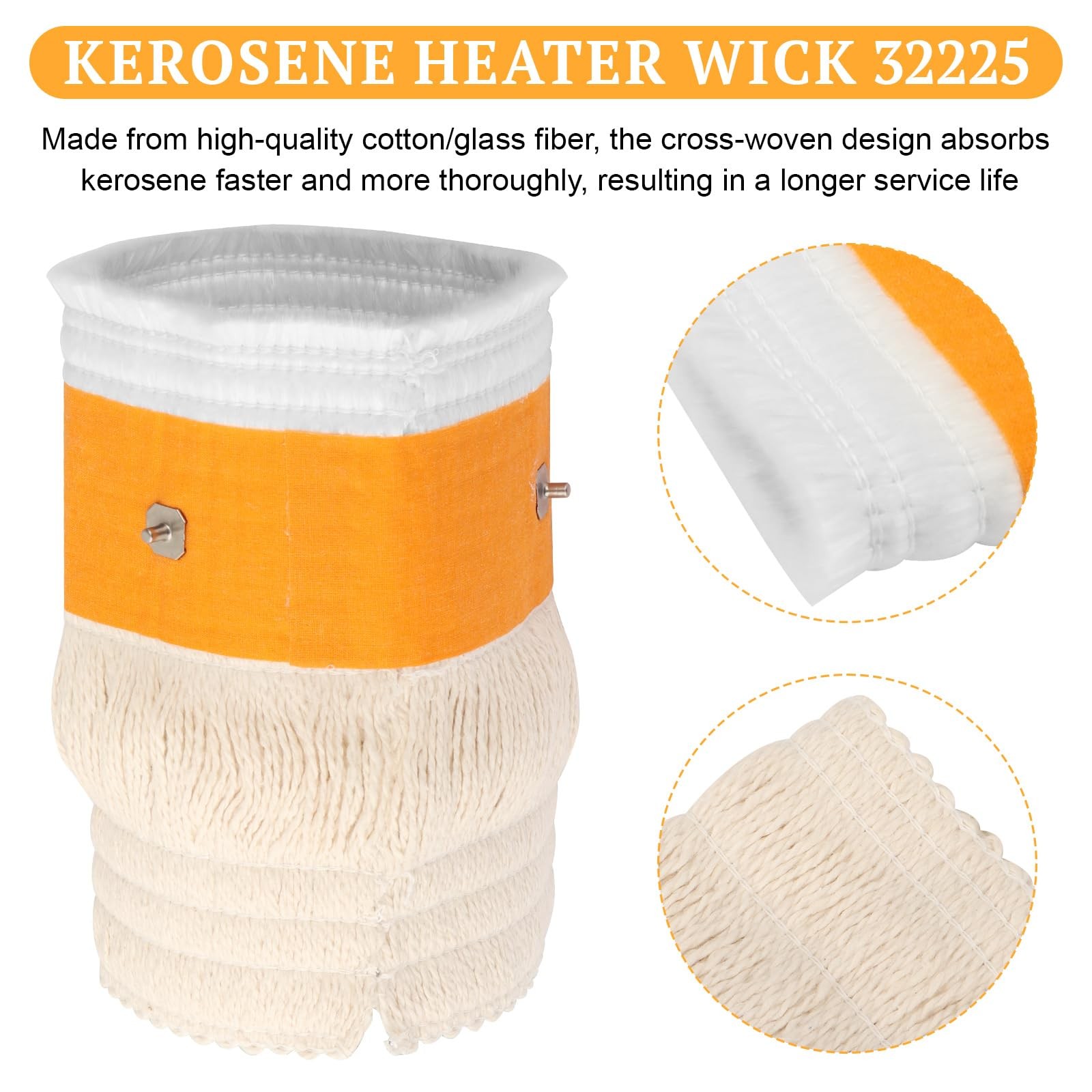 32225 Kerosene Heater Wick Replacement for Kero World KW-24C 7.4″x7.9″, White