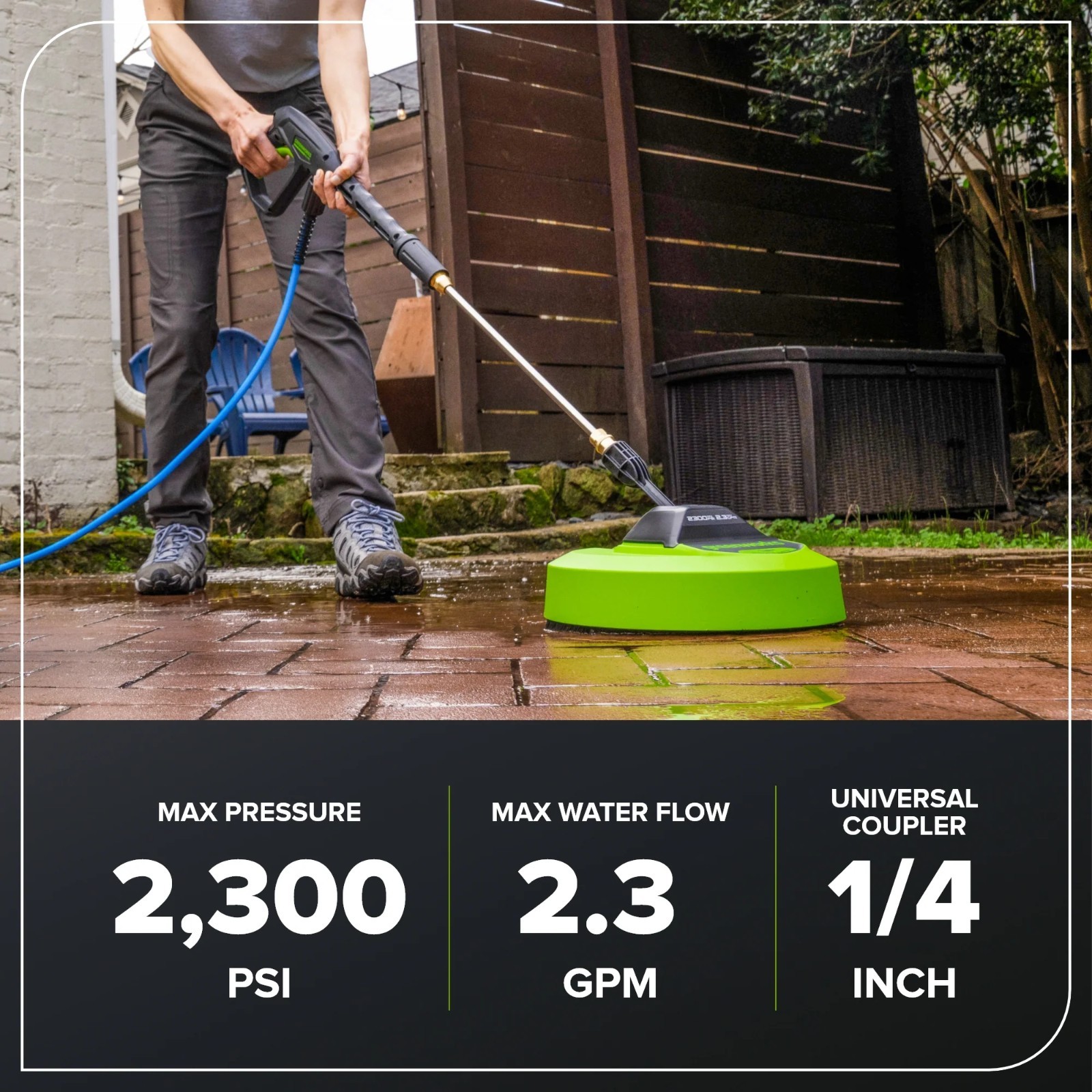 Greenworks 12inch Rotating Surface Cleaner Compatible Up to 2300 PSI