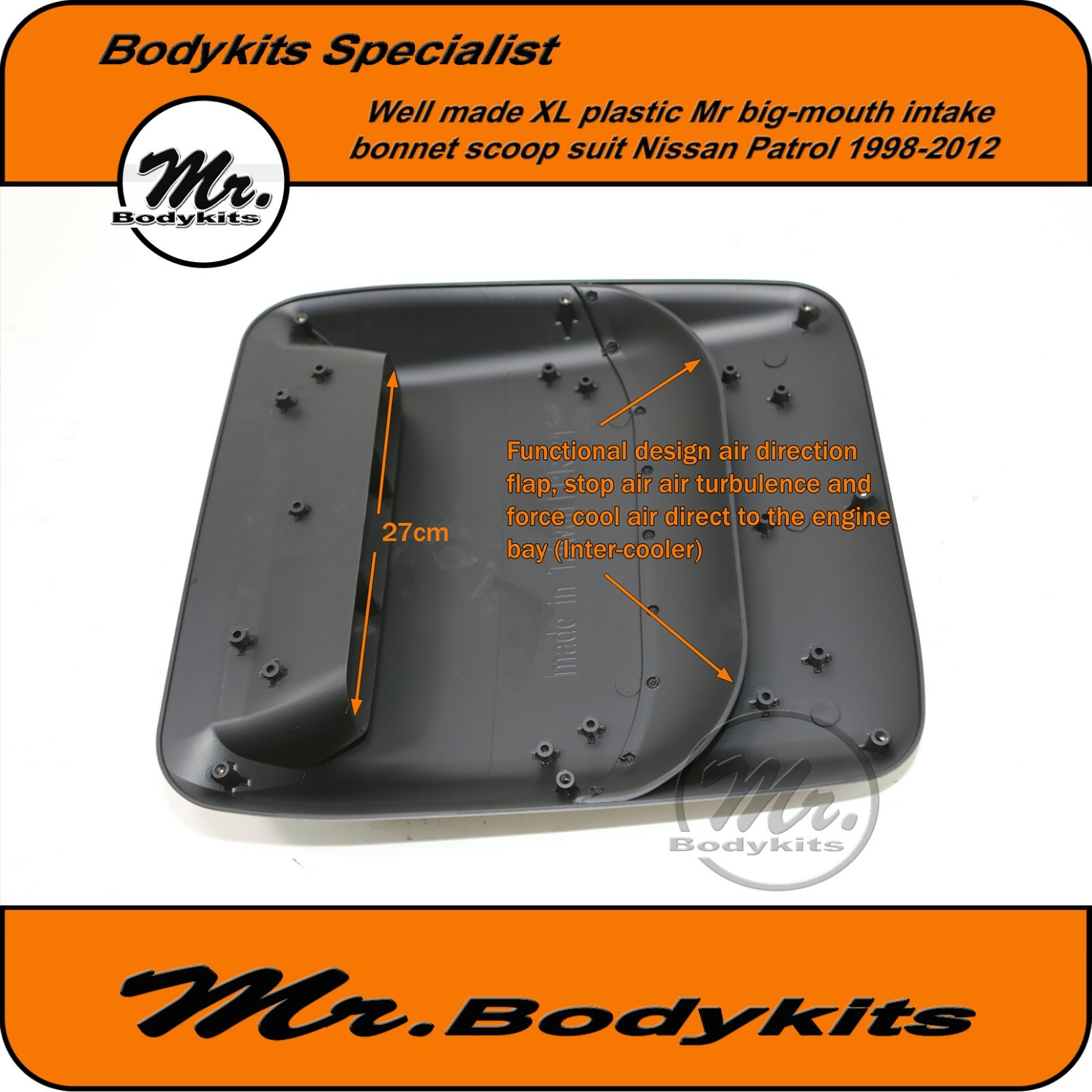 MR BIG MOUTH BONNET INTAKE SCOOP FOR NISSAN PATROL GU1/2/3/4/5/6/7/8 INTERCOOLER