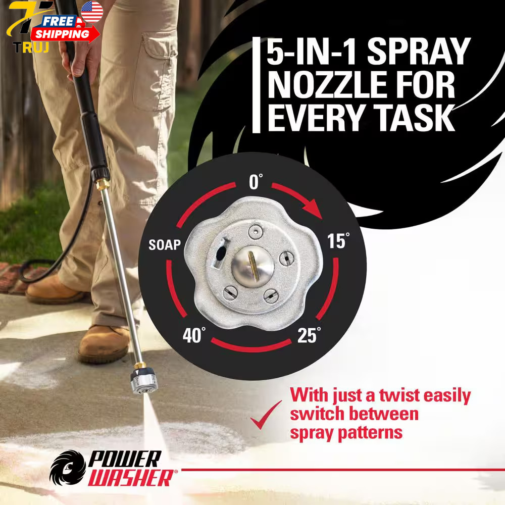 3400 PSI 2.5 GPM Cold Water Gas Pressure Washer with 195Cc Engine and Soap Tank