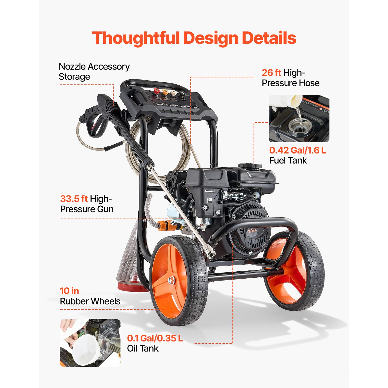 Uimoso Gas Pressure Washer 2900 PSI 1.85 GPM Gas Powered Washer for Vehicles