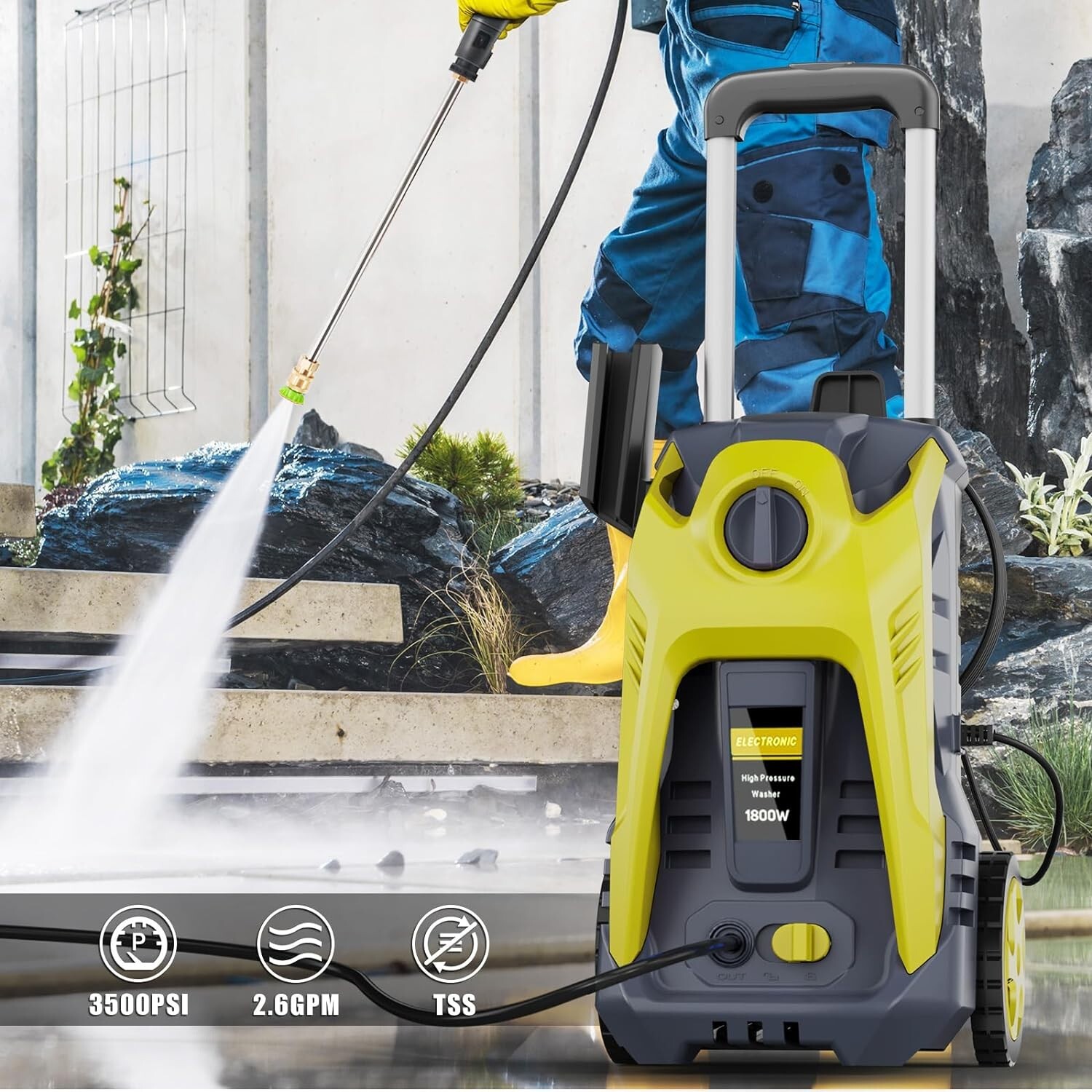 1200 PSI Electric Pressure Washer Powerful Car Cleaning Machine Quick Connect