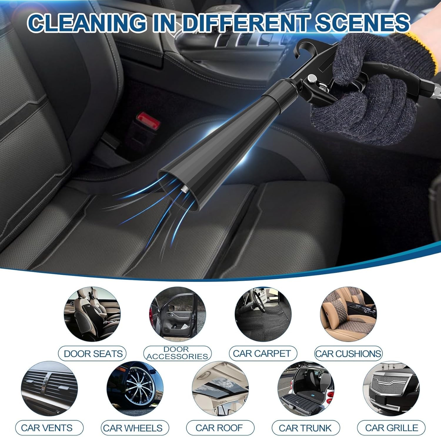 Detailing Car Cleaning Gun Interior Dryer Air Blow Gun, High Pressure Blower…