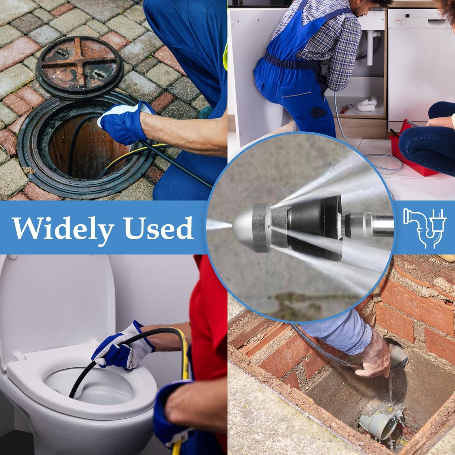 1-3x Stainless Steel High Pressure Nozzle Sewer Pipe Flusher Car Washing Machine