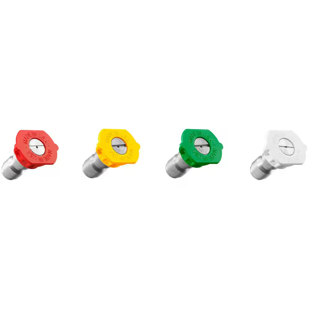 Pressure Washer Nozzle Set Quick Connect 4 Piece 0 15 25 40 Degree Tips 3300 PSI