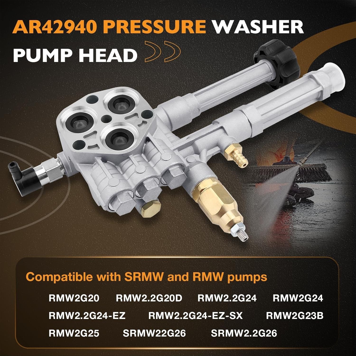 AR42940 Pressure Washer Pump Head Aluminum Compatible with SRMW RMW Series Pumps