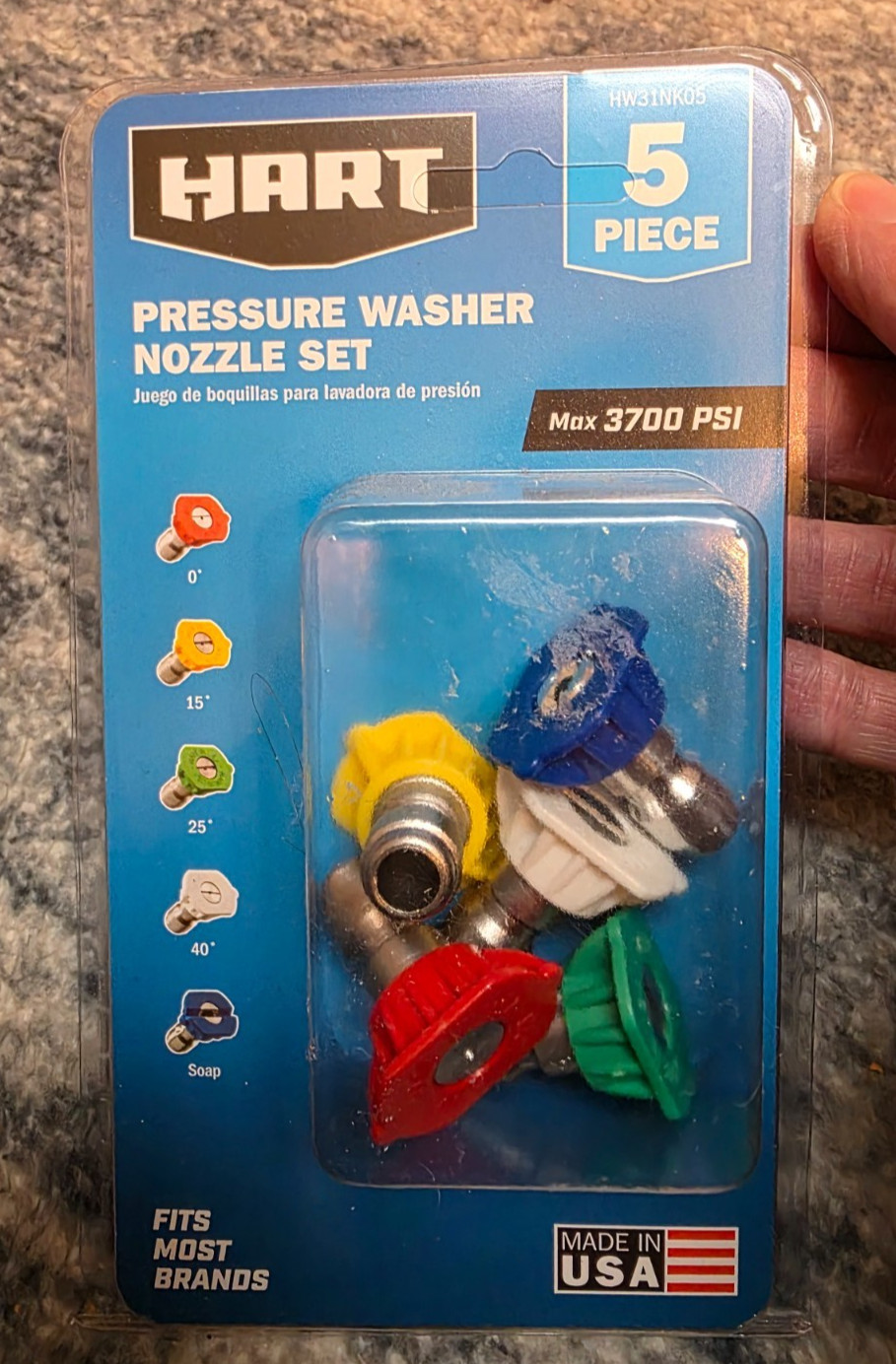 5pcs Pressure Washer Spray Tips Nozzles Hart NEW! Max 3700 PSI