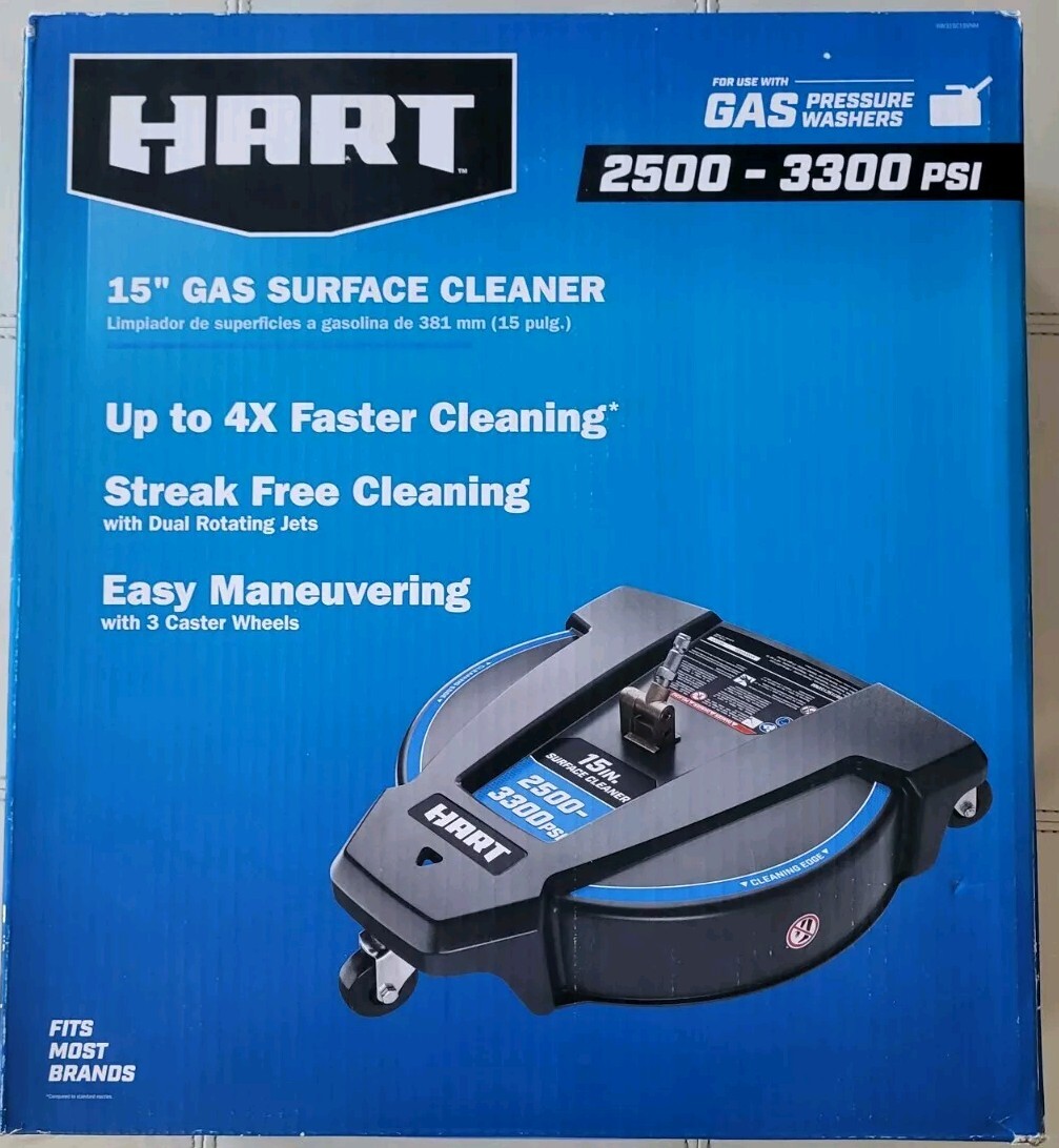HART 15” Gas Surface Cleaner Pressure Washer Broom Caster 1/4” Attachment (NEW)