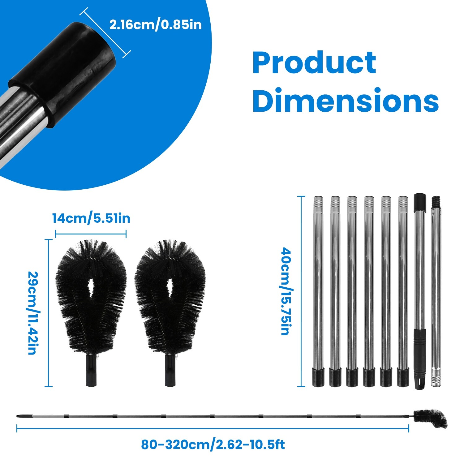 Gutter Cleaning Tools from the Ground Adjustable Rain Gutter Cleaning 2 Brushes