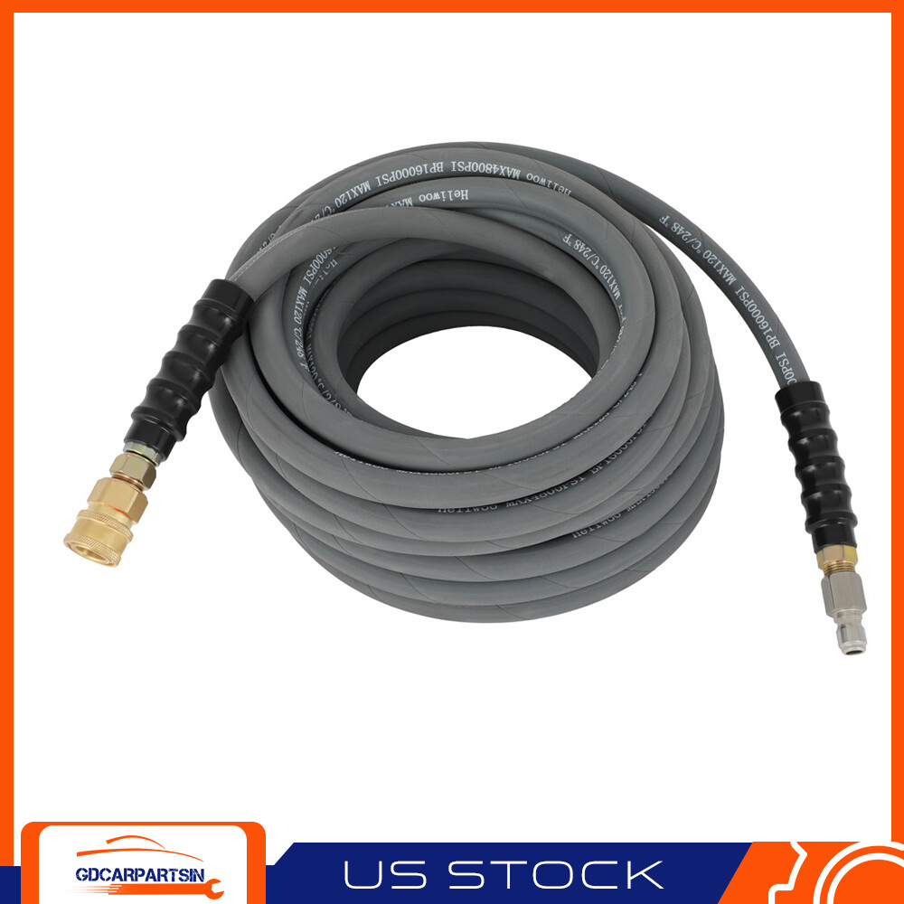 4000PSI Pressure Washer 3/8″ 100ft Hose Non-Marking Gray With Couplers Brand New