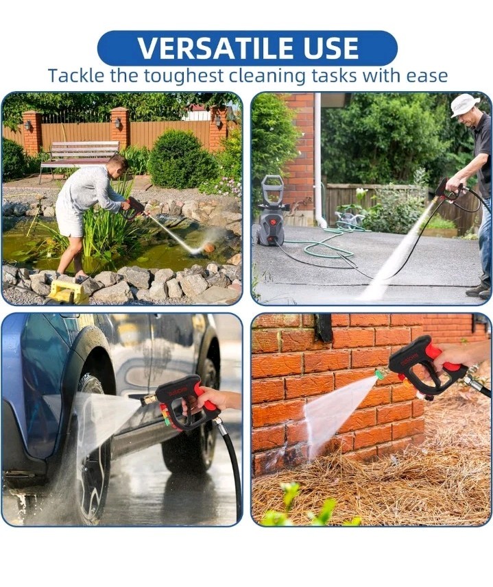 DUSICHIN Pressure Washer Short Wand High Power Spray Gun 5 Nozzle Tips and Hose