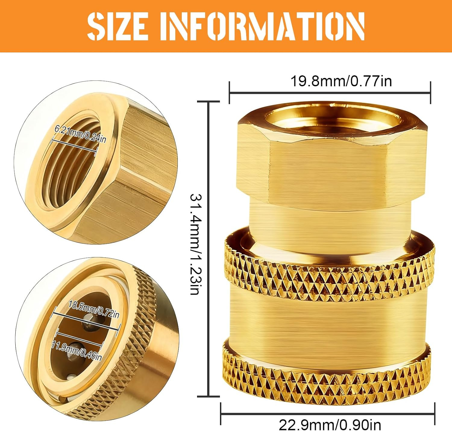 Pressure Washer Couplers Brass Fittings – 1/4 inch Quick Connect to Female NPT S