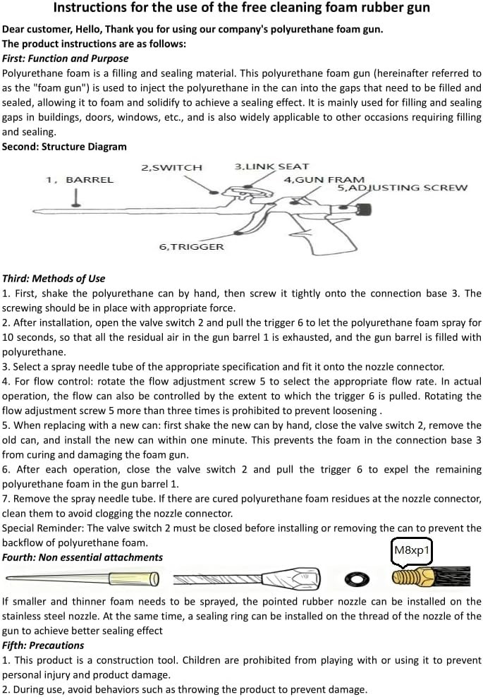 Multi-Purpose Foam Insulation Gun with Three Stainless Steel Nozzles Included