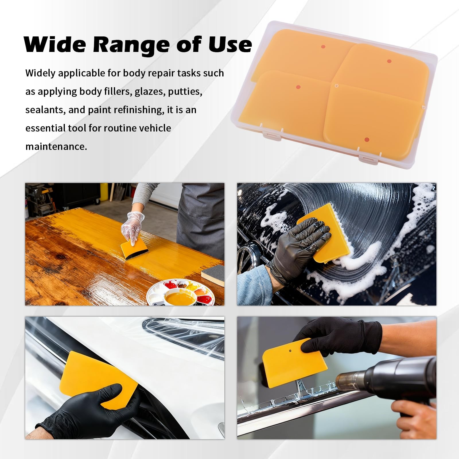 VKQTS 9PCS Body Filler Spreader Tool with 4/5/6 3.87*2.64*0.11 inch, Orange