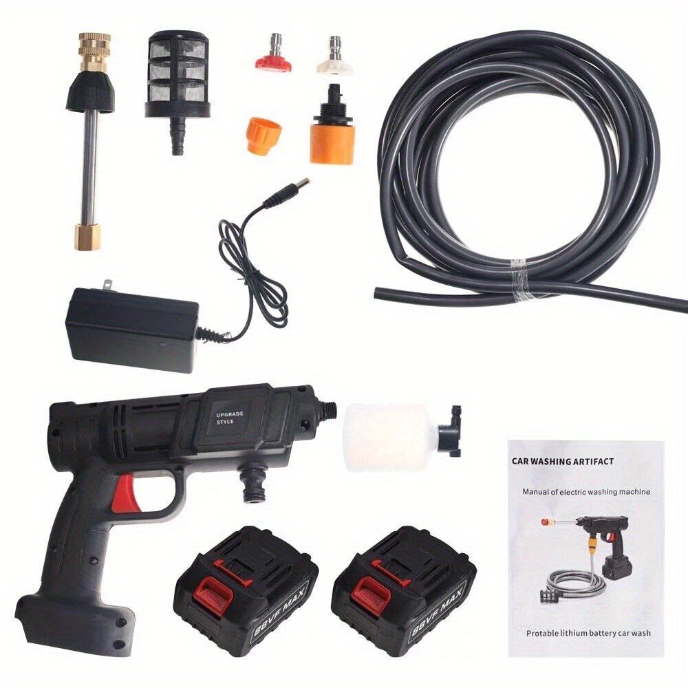 1pc Cordless High Pressure Washer, Portable Power Cleaner Kit with 2 Batteries