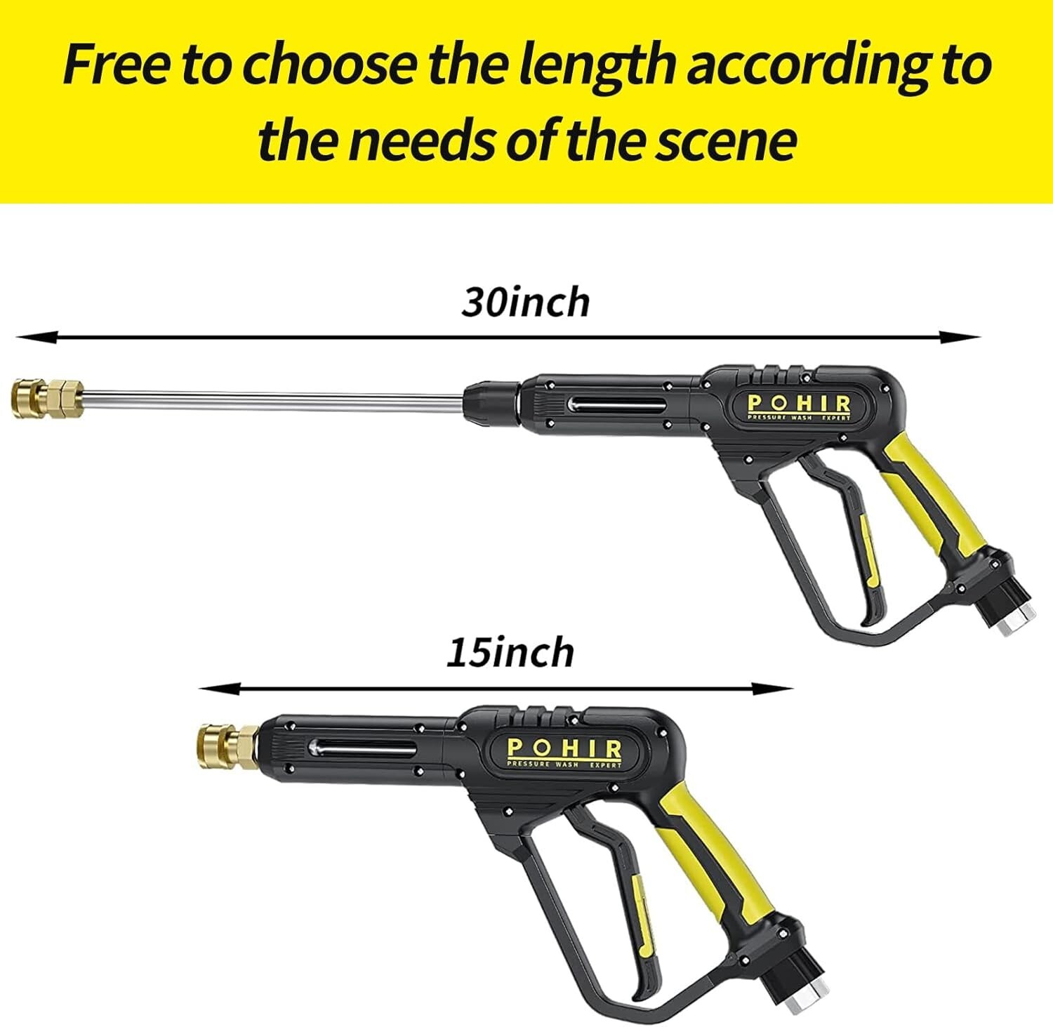 POHIR 3600 PSI Pressure Washer Gun 50FT Power Washing Hose and 15″ Wand M22