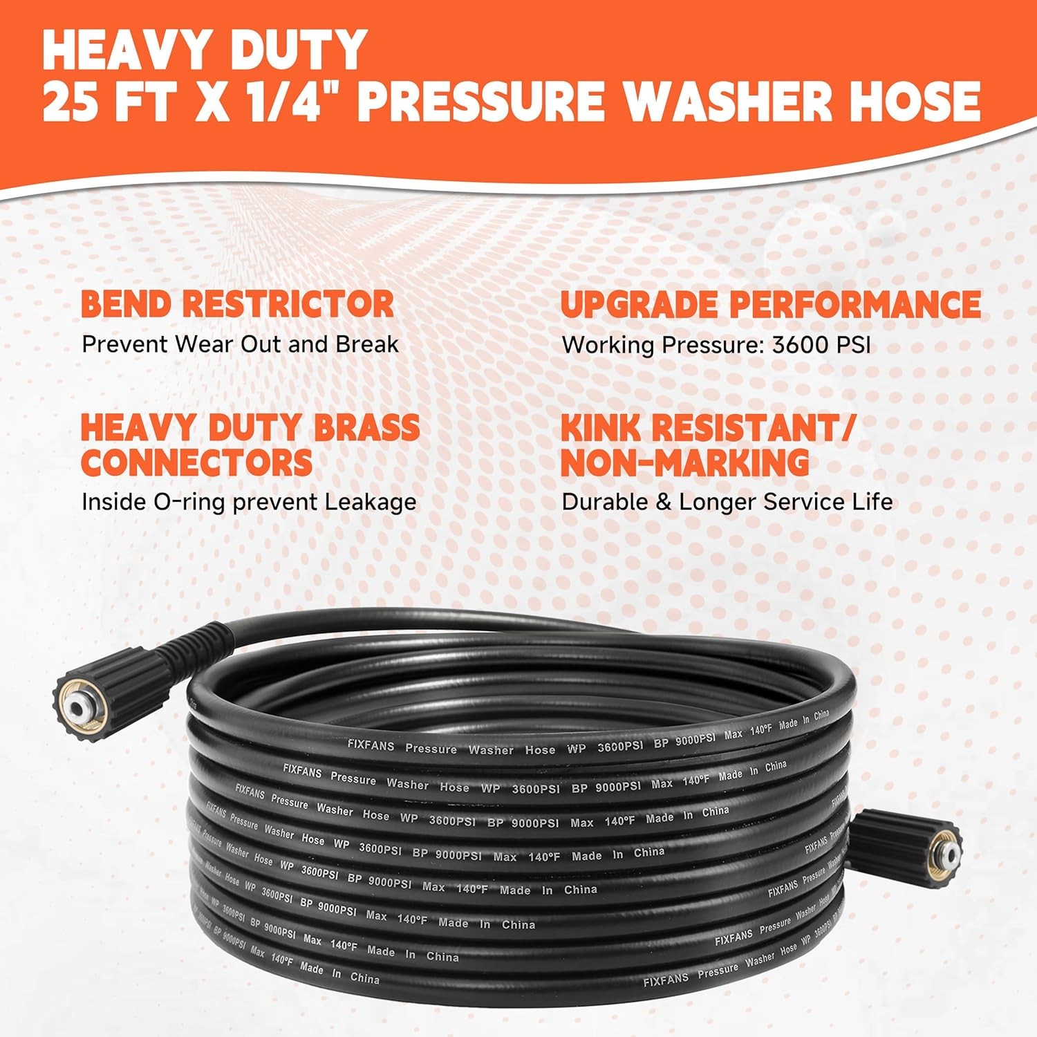 5000 PSI Pressure Washer Gun & Hose Kit, 25 FT, M22 Fitting, 5 Nozzle Tips