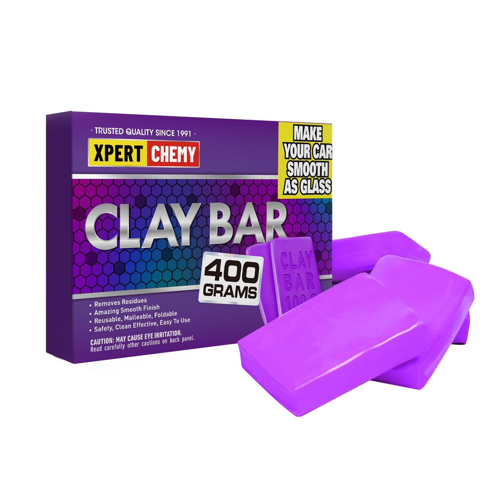 XPERTCHEMY Car Clay Bar 4 Pack 400g(4x100g), Auto Detailing Premium purple