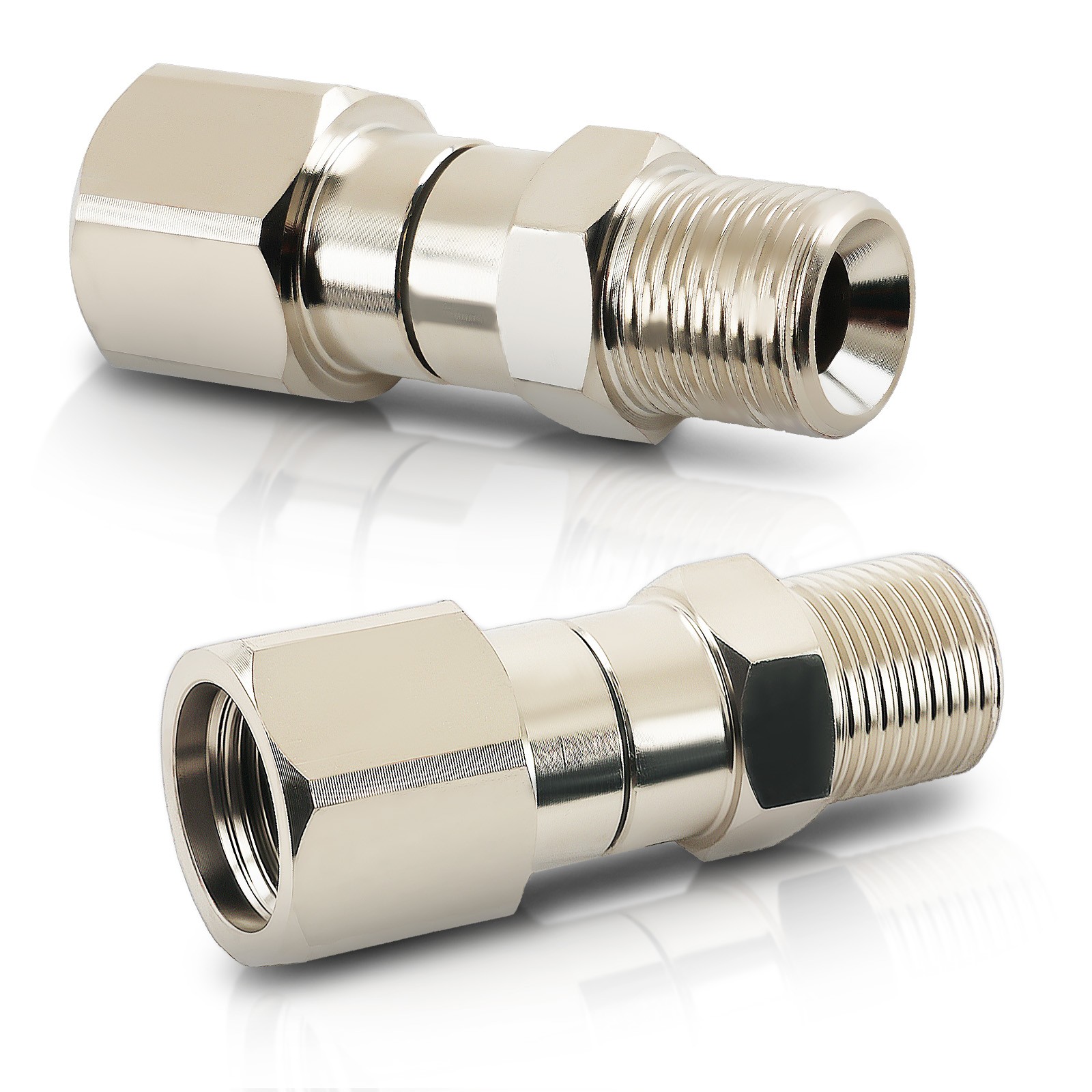 2x 3/8″ NPT 360° Swivel Adapter Stainless Steel for Pressure Washer Hose Gun