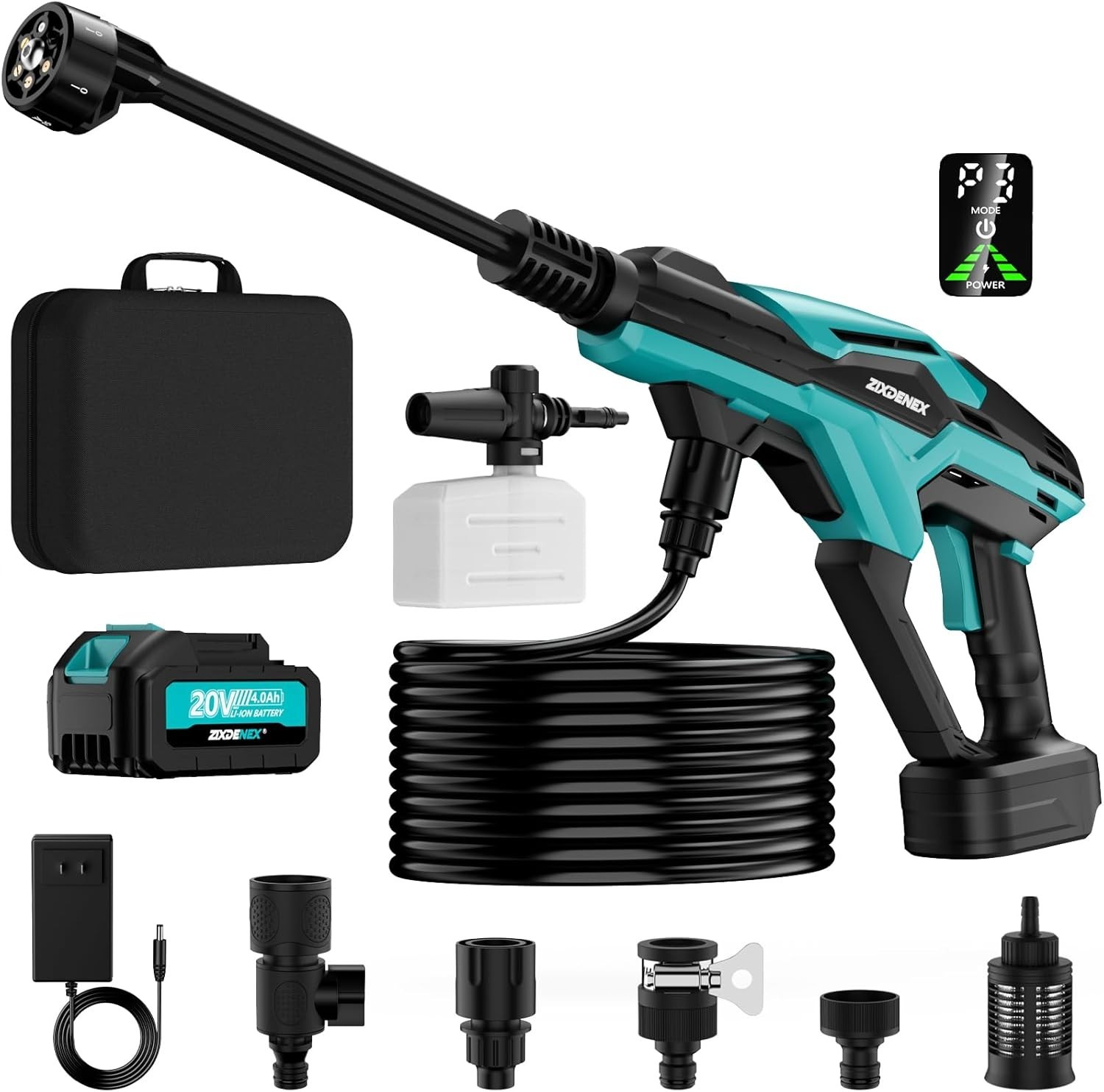 800PSI Brushless Cleaner: Cordless Tool with Adjustable Power and 6 Nozzles