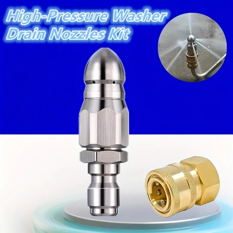 2Piece Cleaning Machine Drain Nozzle Set, Sewage Nozzle Combination, 1/4 Inch Hi