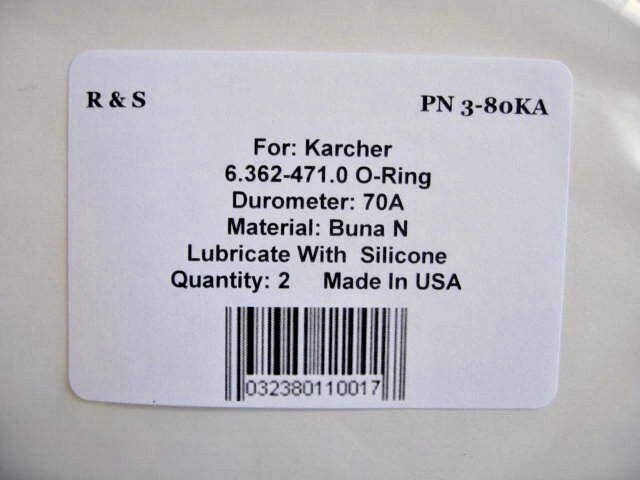 2 Karcher 6.362-471.0 O-Rings / 80 X 3MM / R&S 3-80KA / Buna N 70 Material