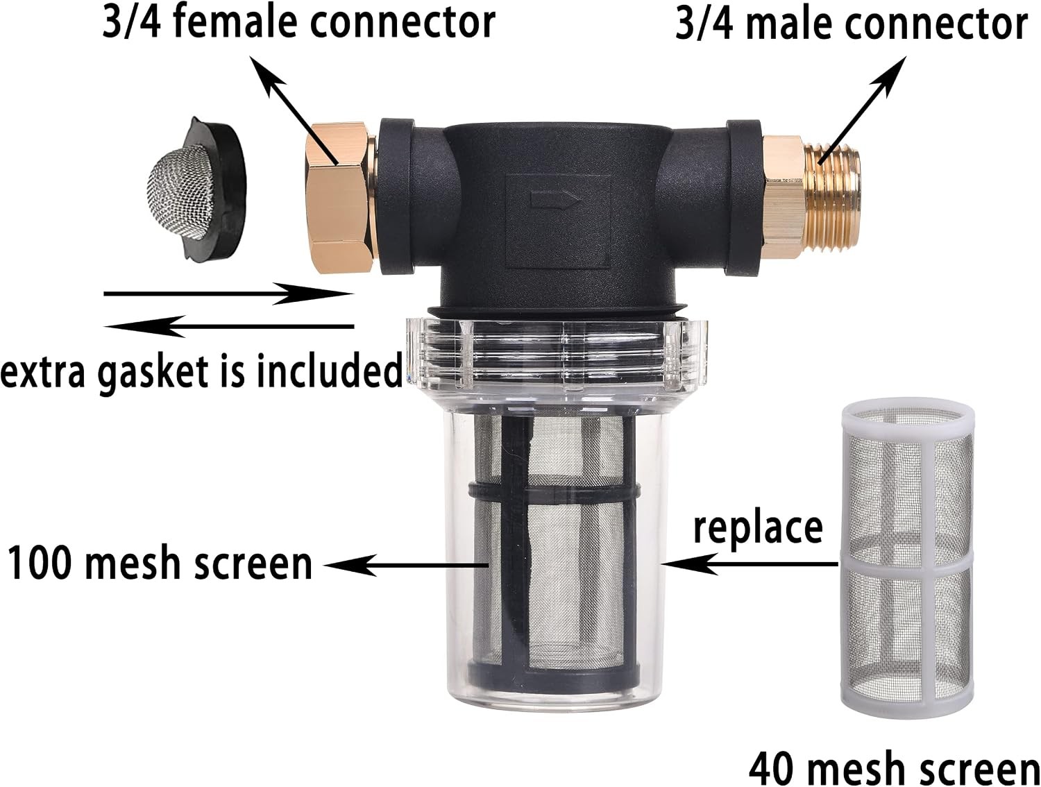 Garden Hose Filter Sediment Filter Attachment for Pressure Washer Inlet Water