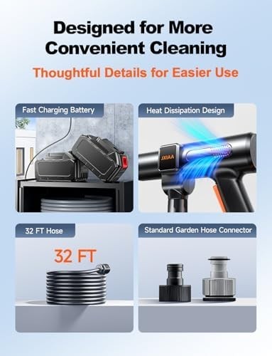 PSI 3.0 GPM Battery with Multi-Level Adjustment, 6-In-1 Nozzle & Foam Cannon, 32