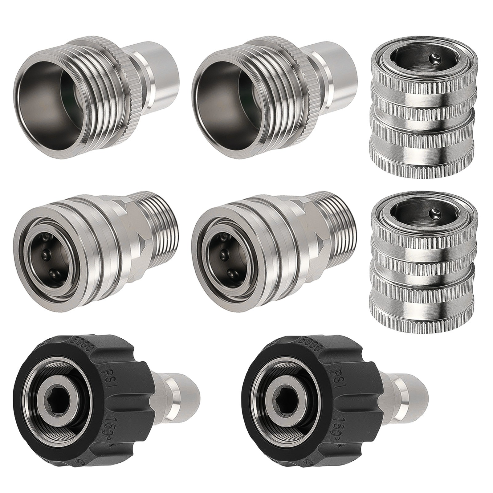 8PC Pressure Washer Quick Connect Adapter Kit M22-14mm Stainless Steel
