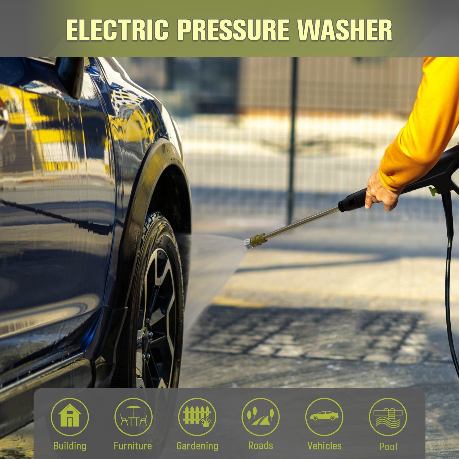 Pressure Washer 4200PSI 2.5GPM, Steel Lance, 500ML Foam Cannon, for Driveway