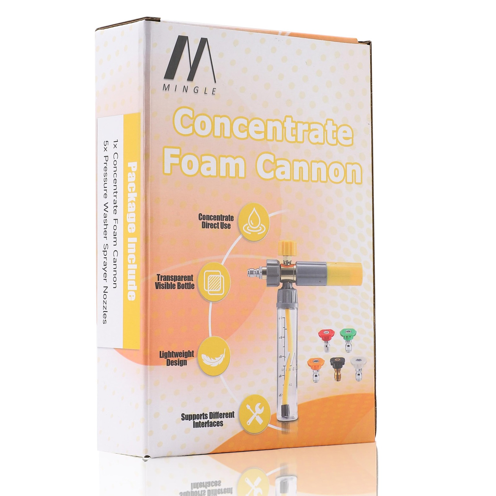 Mini Foam Cannon, Pressure Washer Foam Cannon with 5 Nozzle Tips, 1/4″ Quick …