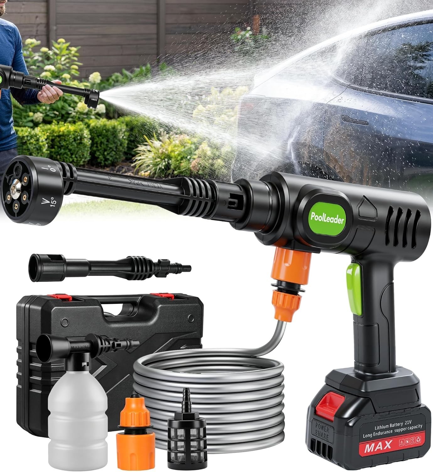 Versatile Cordless Vehicle Cleaner with Built-In Hose – Perfect for Outdoors