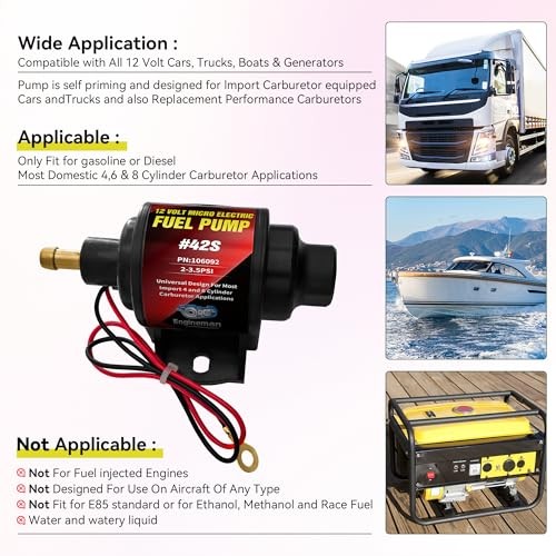 Gasoline Electric Fuel Pump 2-3.5PSI 28 GPH for Gasoline + 6.56FT Fuel Line
