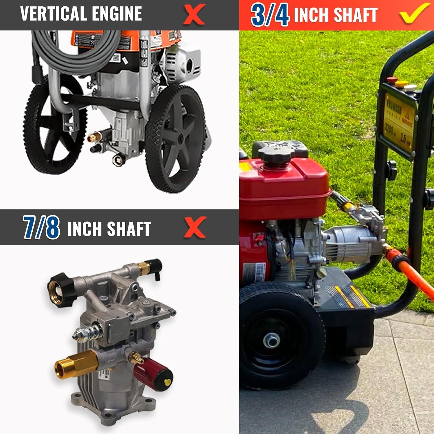 YAMATIC 3/4″ Shaft Horizontal Pressure Washer Pump 3400 PSI 2.5 GPM