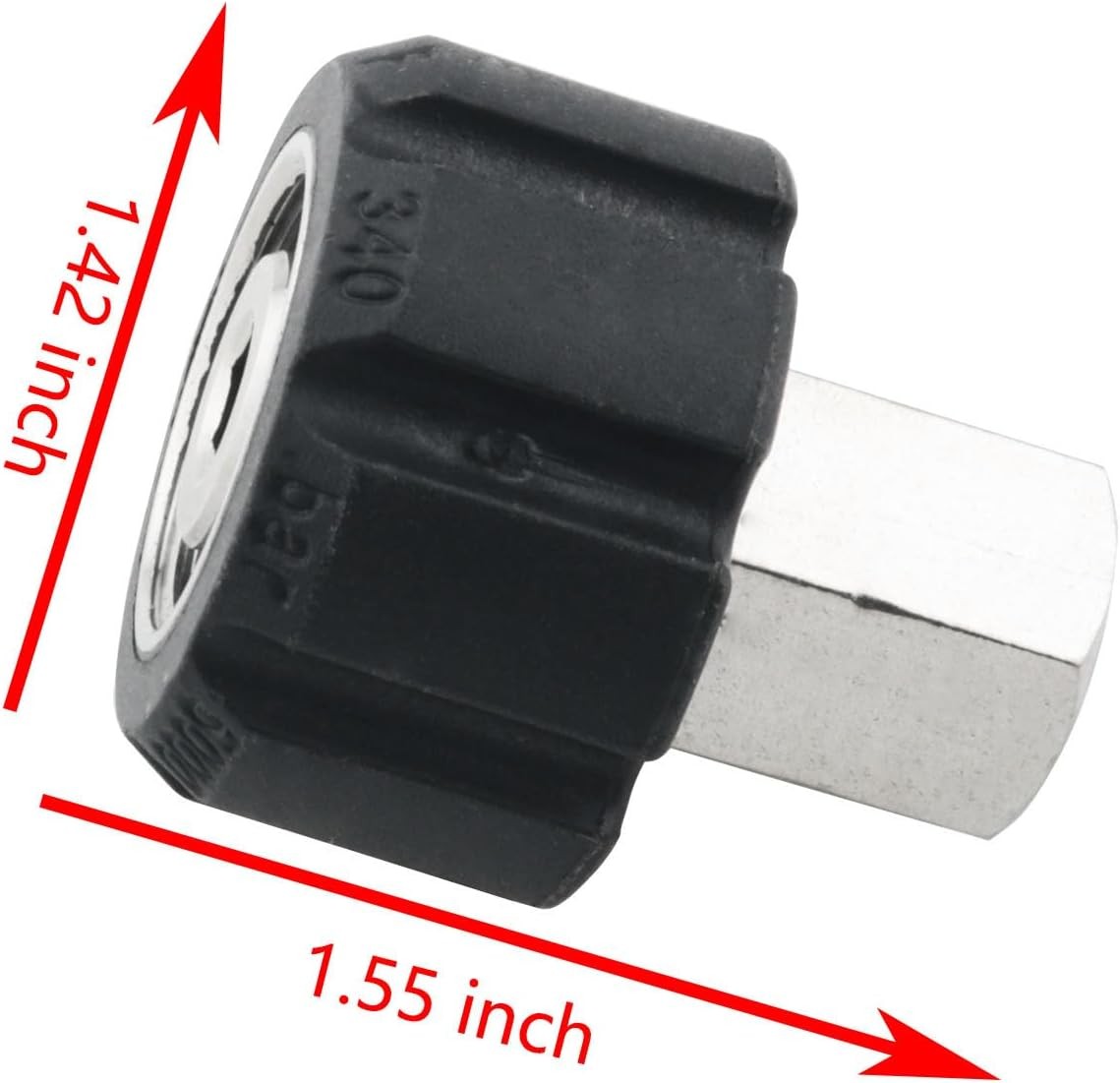 High Pressure Washer Adapter, M22 14mm Female to 3/8 Inch Female NPT, Stainless